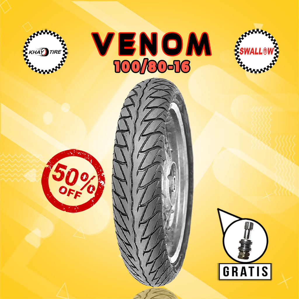 Ban Motor Skywave Nouvo Hayate Swallow Venom 100/80 Ring 16 Tubeless