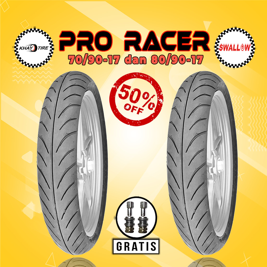 Paket Ban Motor   SWALLOW PRO RACER 70/90-17 + 80/90-17 Tubeless