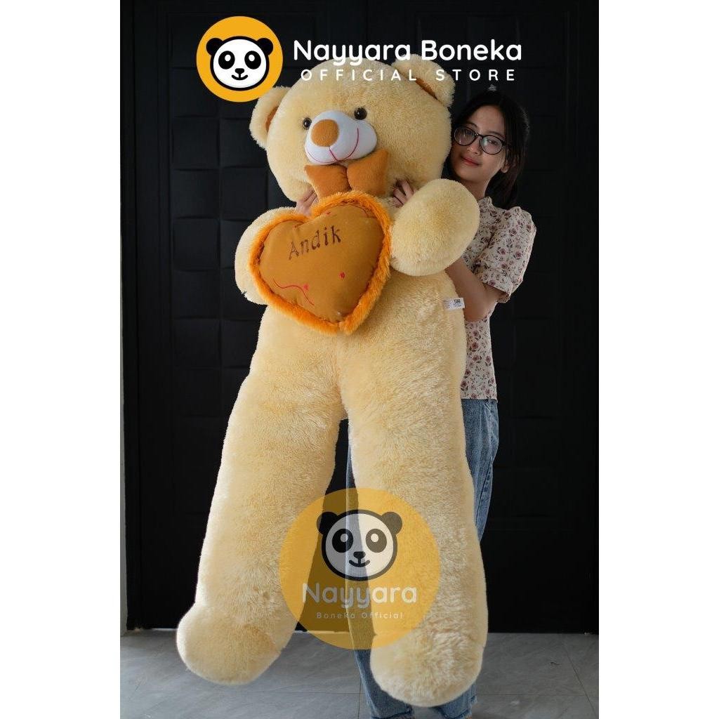 Boneka Jumbo Ukir Nama TEDDY BEAR 1,3 Meter SNI Beruang Besar Bordir Kado Hempers