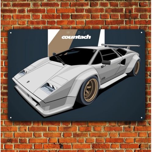

Countach Car Metal Poster - Supercar Garage Tin Sign - (Size:20x30cm / 8x12in)