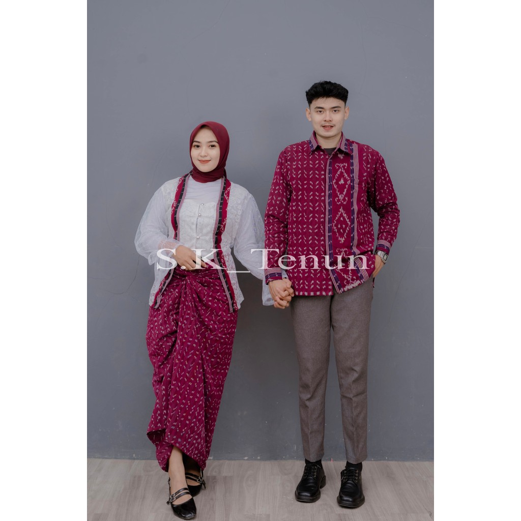 PUSPA KEBAYA MERAH COUPLE TENUN BAJU KONDANGAN PREWEEDING PASANGAN KELUARGA