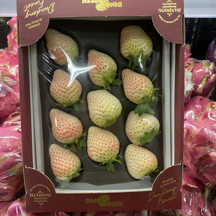 

Promo strawberry white dino | Buah strawberry putih pack