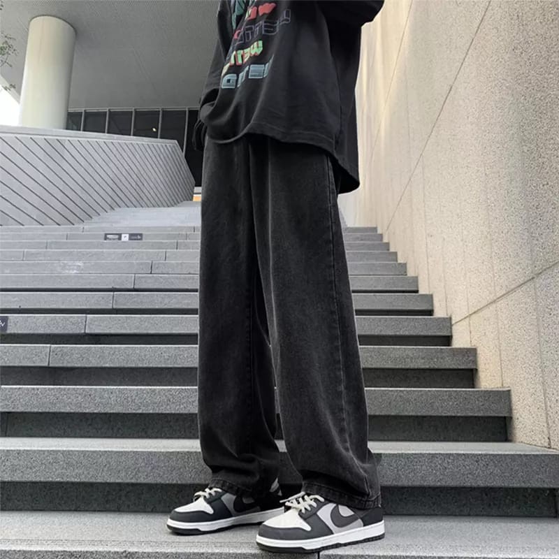 Celana Jean Korean Style Baggy Pants Loose Denim OverSize Pria