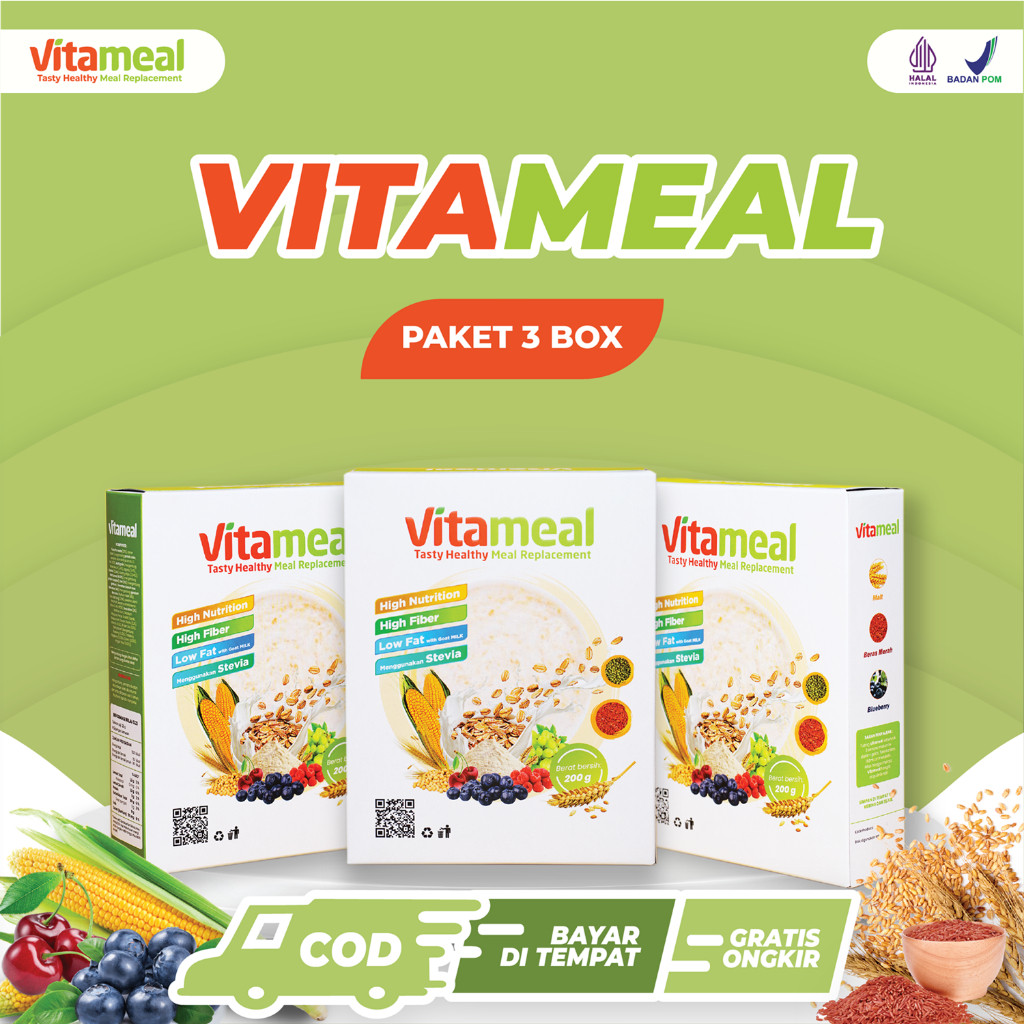 

VITAMEAL Paket 3 Box - Sereal Diabetes Multigrain Ampuh Menurunkan Gula Darah Tinggi Mencegah Diabetes Kolesterol Herbal Alami Tanpa Efek Samping