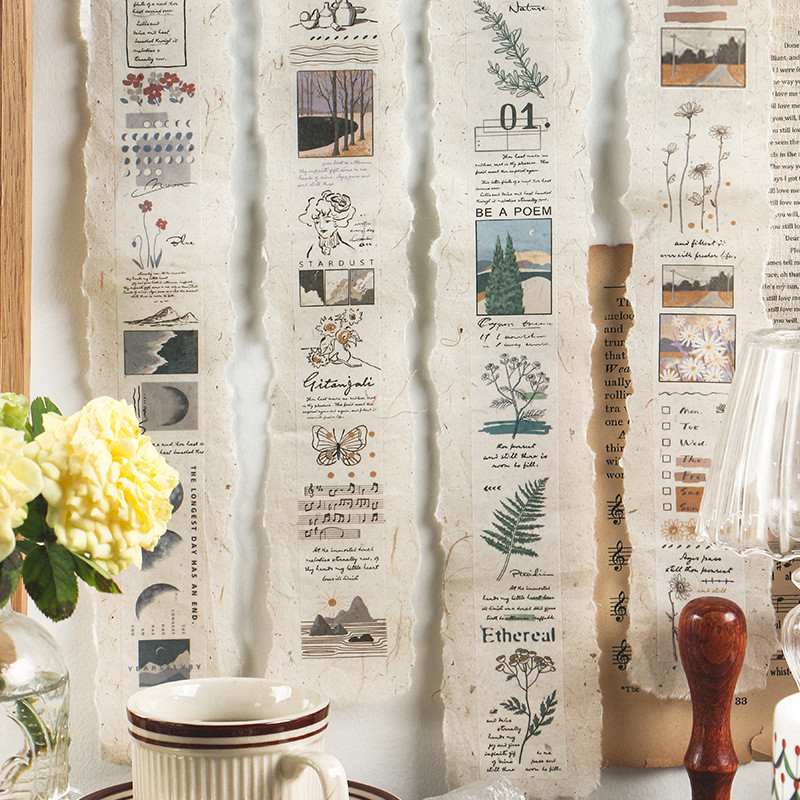

Mohamm Vintage Flower Plant Masking Washi Tape for Scrapbooking Journal Planner School Supplies Stationery