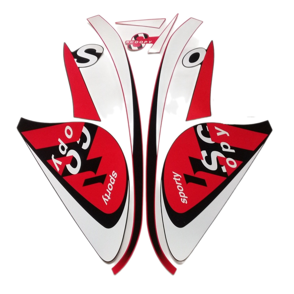Stiker Striping Honda Scoopy Sporty 2022 Putih Merah List Stiker Standar Scoopy Sporty 2022 Terbaik