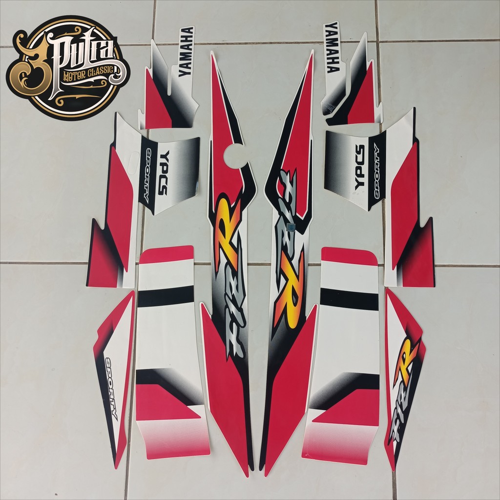 stiker striping yamaha fizr 2001 putih merah lis body standar original