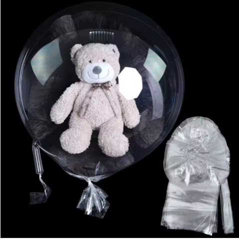30" Balon Bening PVC Mulut Ganda Lebar Transparan untuk Boneka / Snack Perlengkapan Buket Bunga