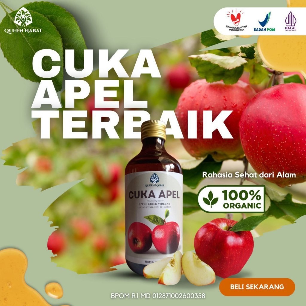 

Promo!!! Cuka Apel Premium 100% asli 320ml /Apple Cider Vinegar With the Mother [QUEEN NABAT]
