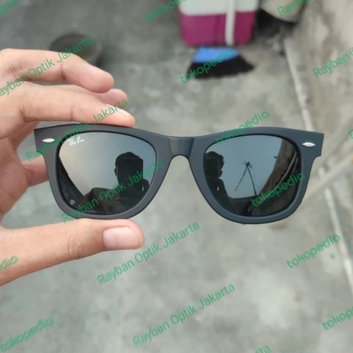 Kacamata Rayban Wayfarer 2140 Ori/Original Sunglasses Hitam - Hitam Doff