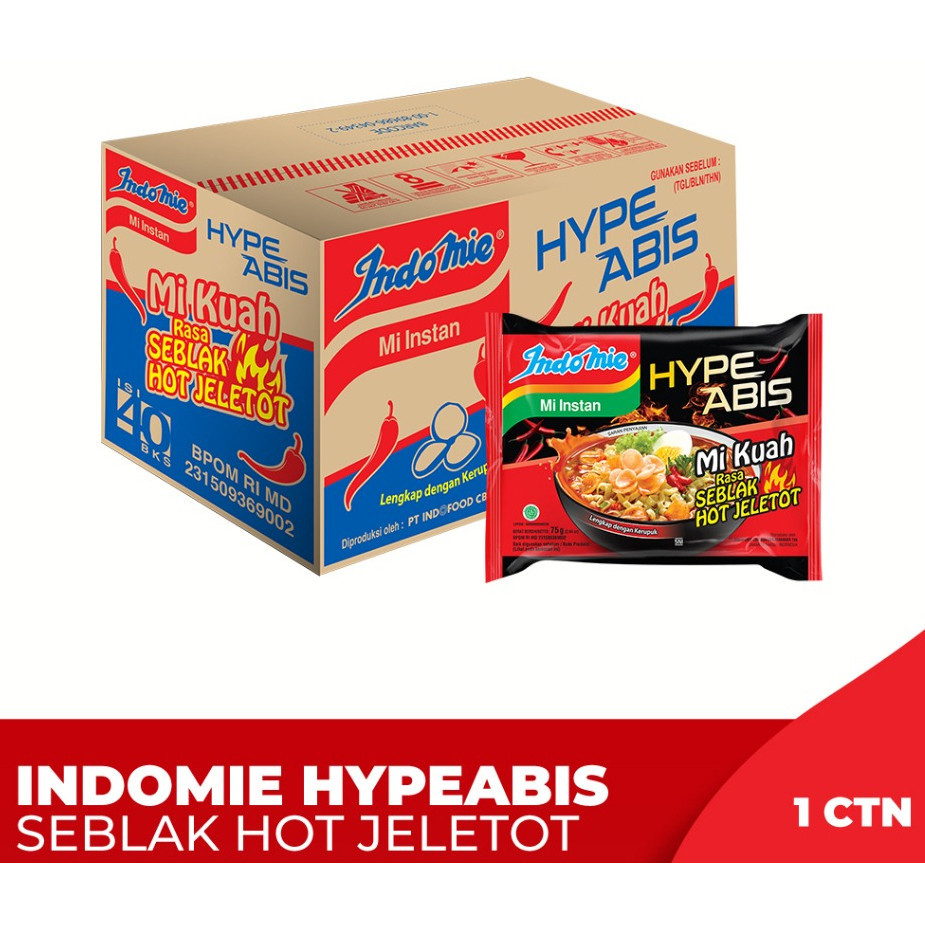 

indofood 1 ctn - Indomie Hypeabis Seblak Hot Jeletot indofood