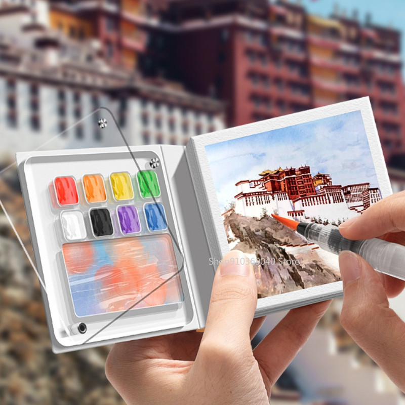 

Portable Empty Acrylic Watercolor Palette Watercolor Book Set 8/12 Grid Paint Tray Art Student Travel Painting Art Supplies