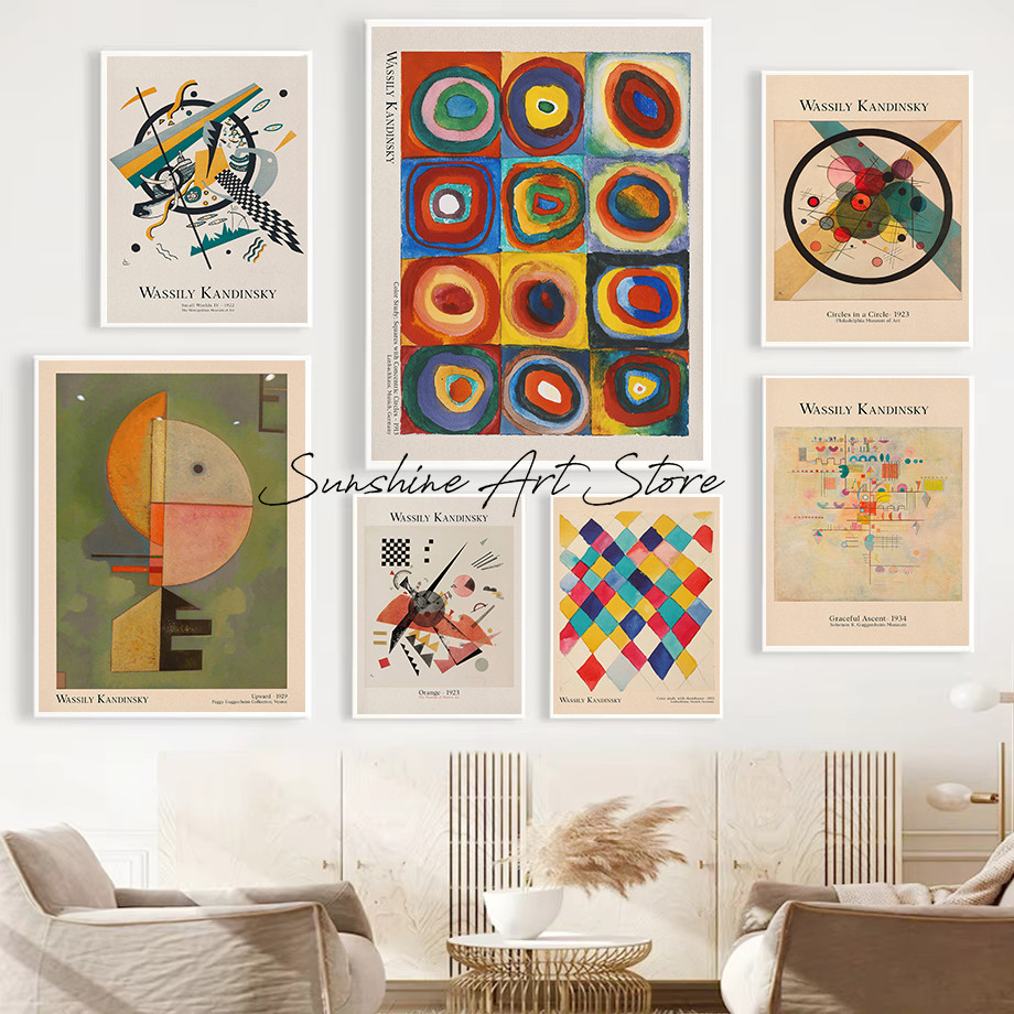 

Wassily Kandky Mid Century Modern Wall Art Poster Abstract Colorful Decor Minimal Bedroom Living Room Wall Decor Canvas Print
