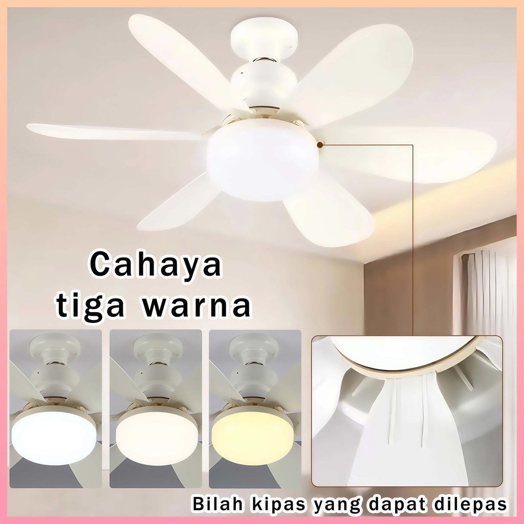 Lampu Kipas LED Remote - Diam & Kuat, E27, Speed Control + Dimmer Untuk Ruang Kecil