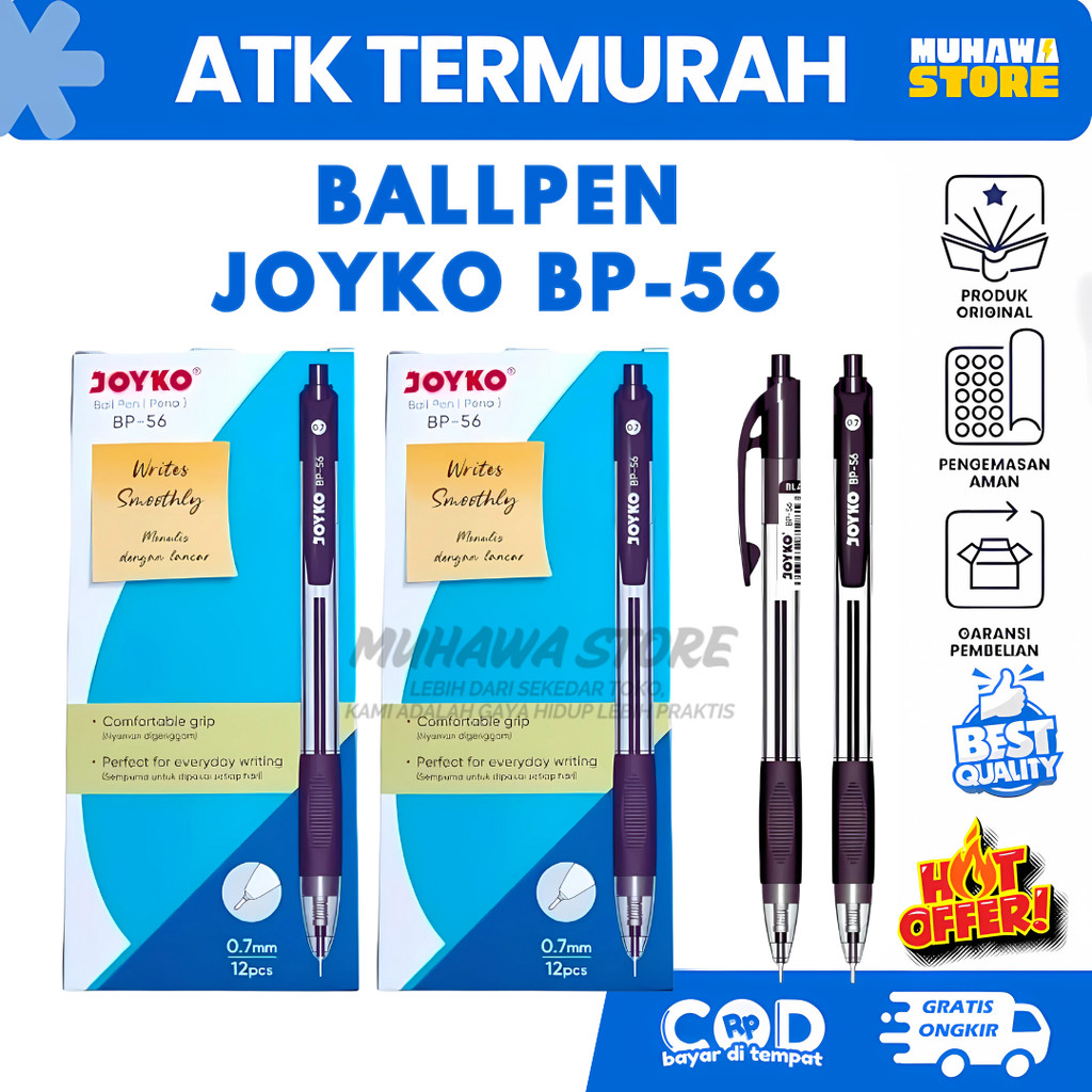 

BALLPEN JOYKO BP-56 HITAM, BIRU & MERAH-1 LUSIN