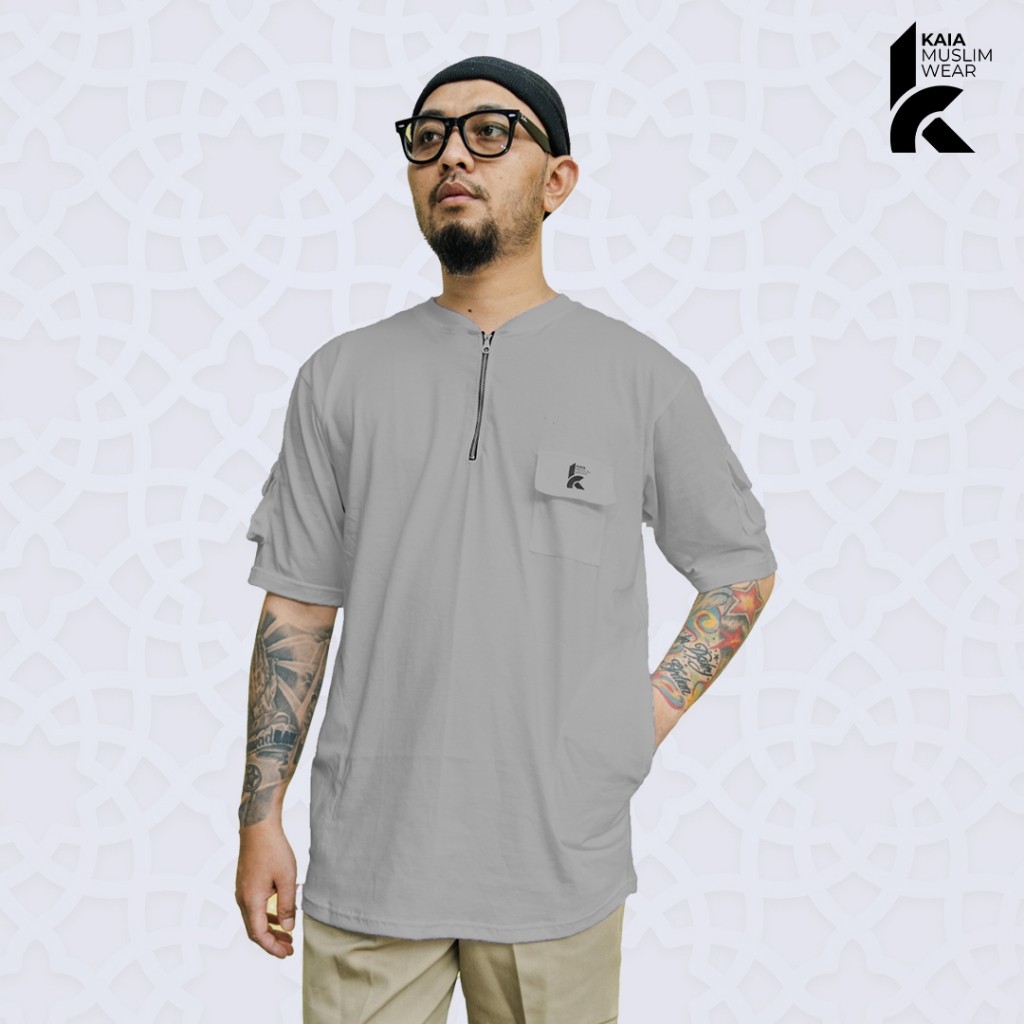 [ COD ] Kaos Kurta Tactical Pria Dewasa | Kurta Zipper Premium | Pakaian Muslim Pria Lengan Pendek |