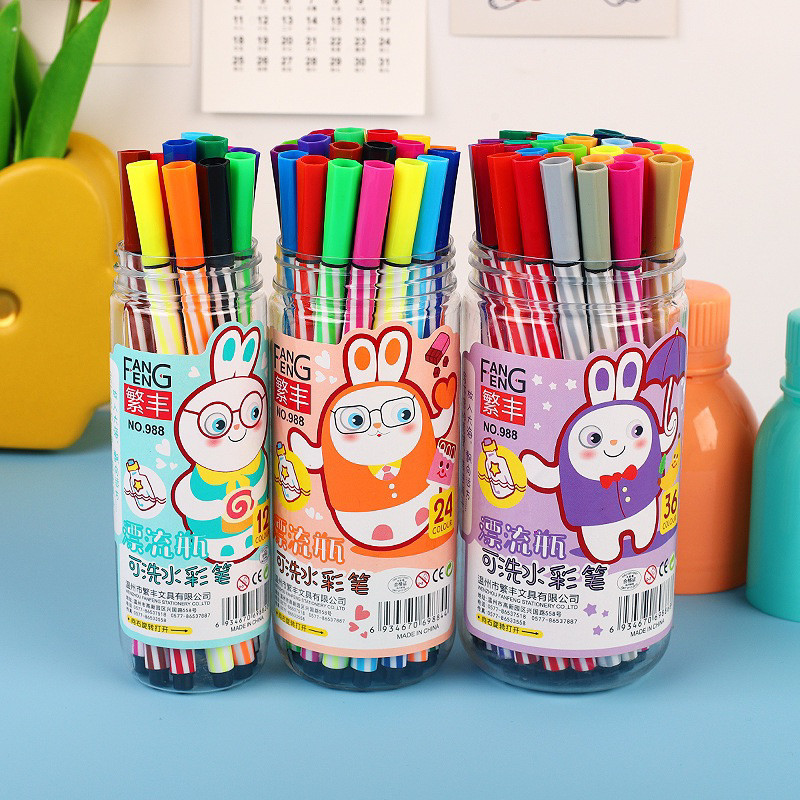 

GANGSASHOP ST19 12 pcs Spidol Warna Warni Kemasan Botol / Spidol Melukis Mewarnai Anak Anak
