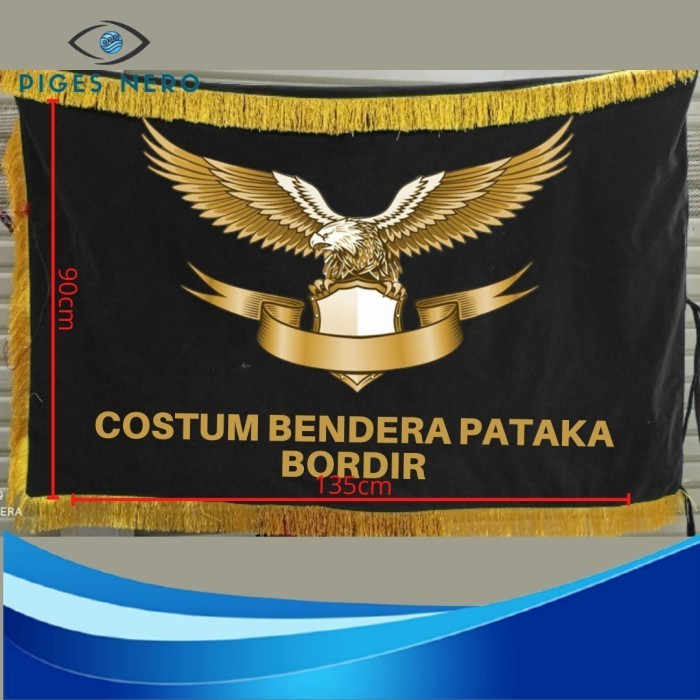 Custom Bendera Ruangan / Pataka Bordir 80 x 120 Cm - Beludru