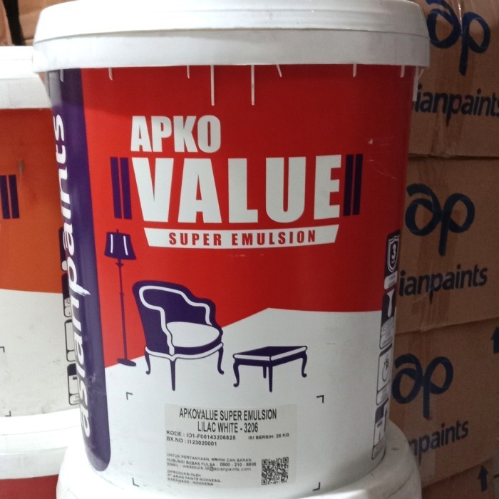 Cat tembok apko value ( asian paints ) 25kg - lilac white 3206