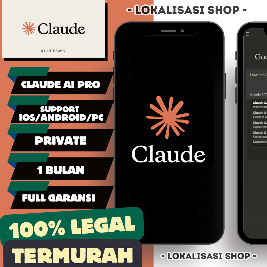 CLAUDE AI PRO PRIVATE 1 BULAN TERMURAH PROSES KILAT | FULL GARANSI | Claude Ai Profesional