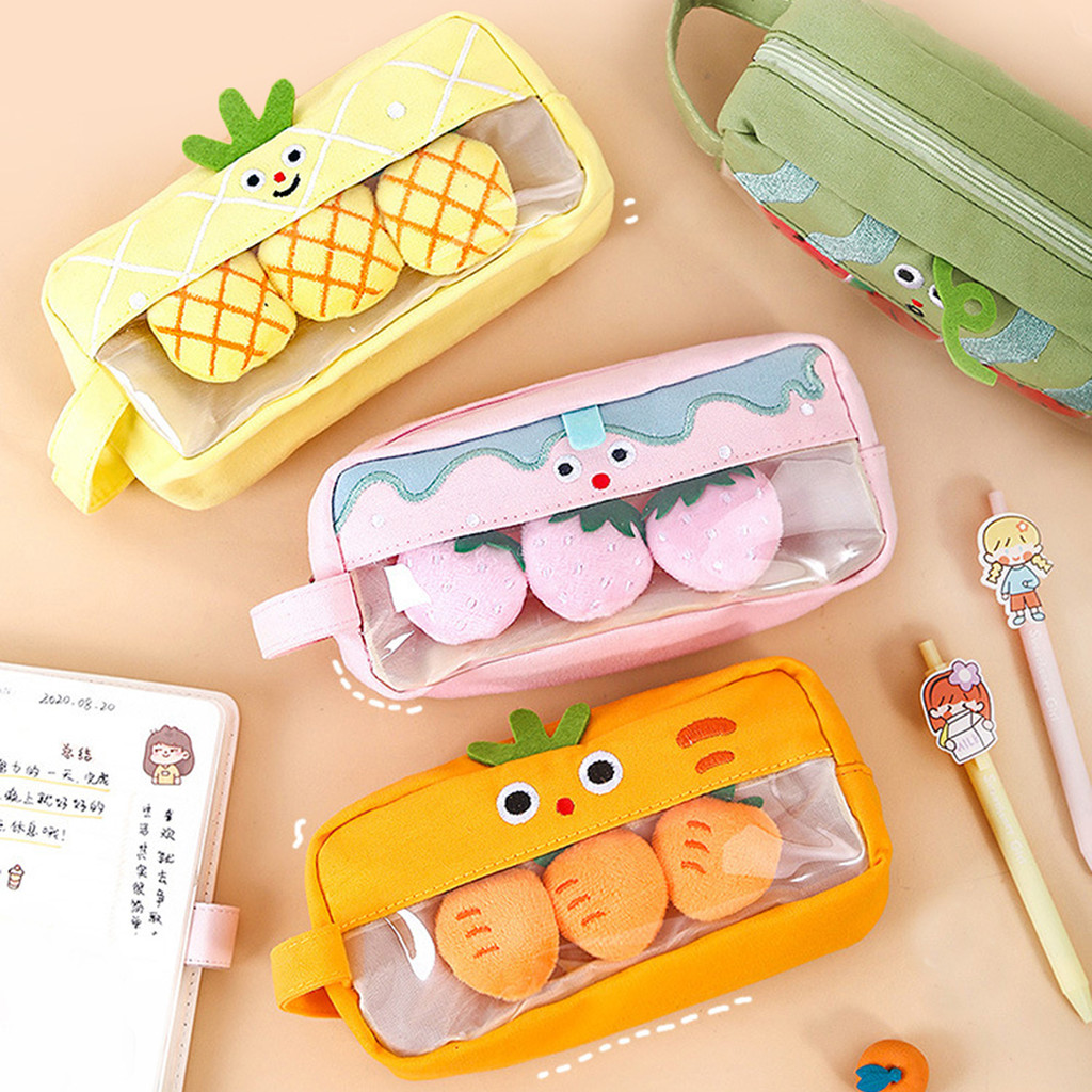 

1pc fruit pencil case large capacity student simple cute cartoon stationery pencil case gift for friends