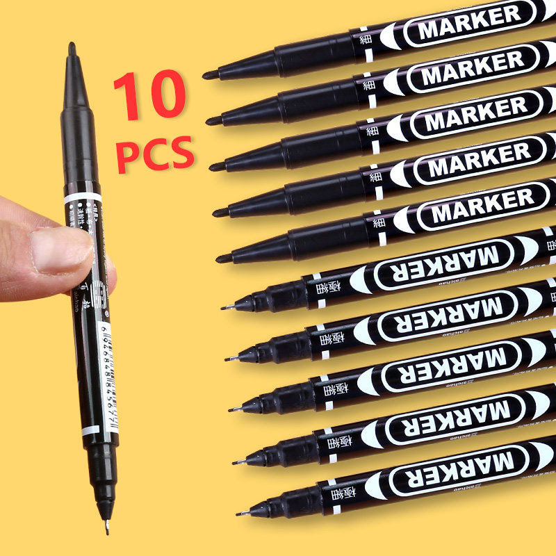 

10 PCS Permanent Markers Pens Manga Waterproof Double Sided Colored Oily Ink Sketch Painting Art School Supplies Stationery