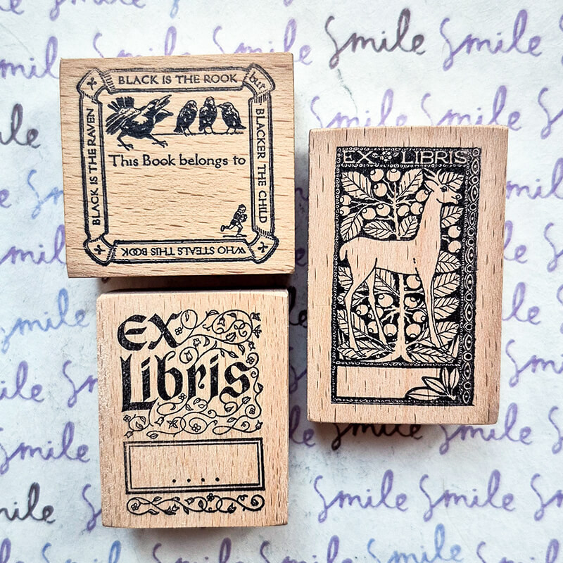 

Ex Libris Bookplate Stamp Book Lover Bird Deer Girl Journaling Wooden Stamps Scrapbooking Supplies