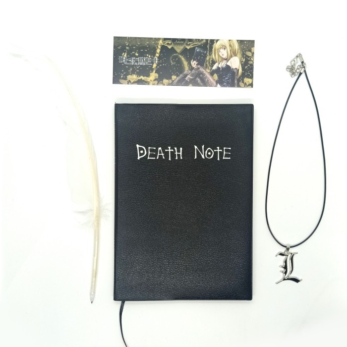 

Set buku death note bonus kalung bookmark pena bentuk bulu putih