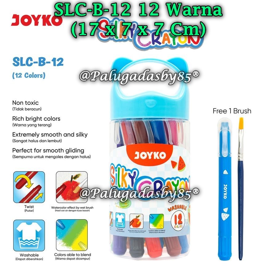 

(1 Tube isi 12 Pcs) GROSIR Silky Crayon Joyko SLC-B-12 12 Warna / Crayon Krayon Halus Joyko SLC-B