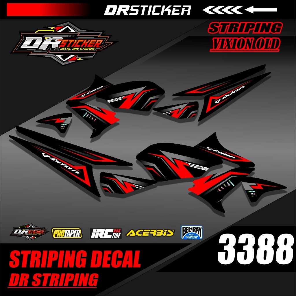 3388 Sticker Striping Lis Vixion Old Variasi Grafis Racing SemiFull - Sticker Striping Vixion Old