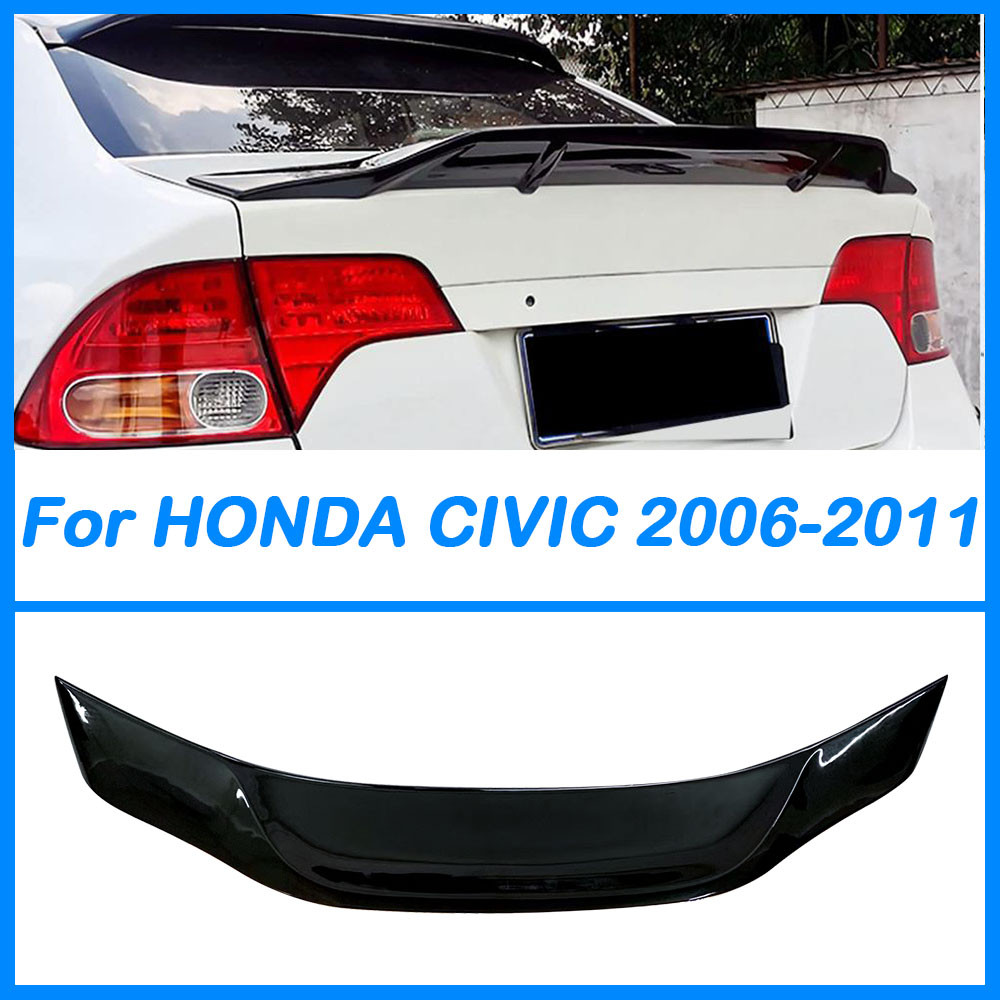 For Honda Civic Glossy Black Spoiler 2006 2007 2008 2009 2010 2011 ABS Plastic Car Rear Lip Spoiler 