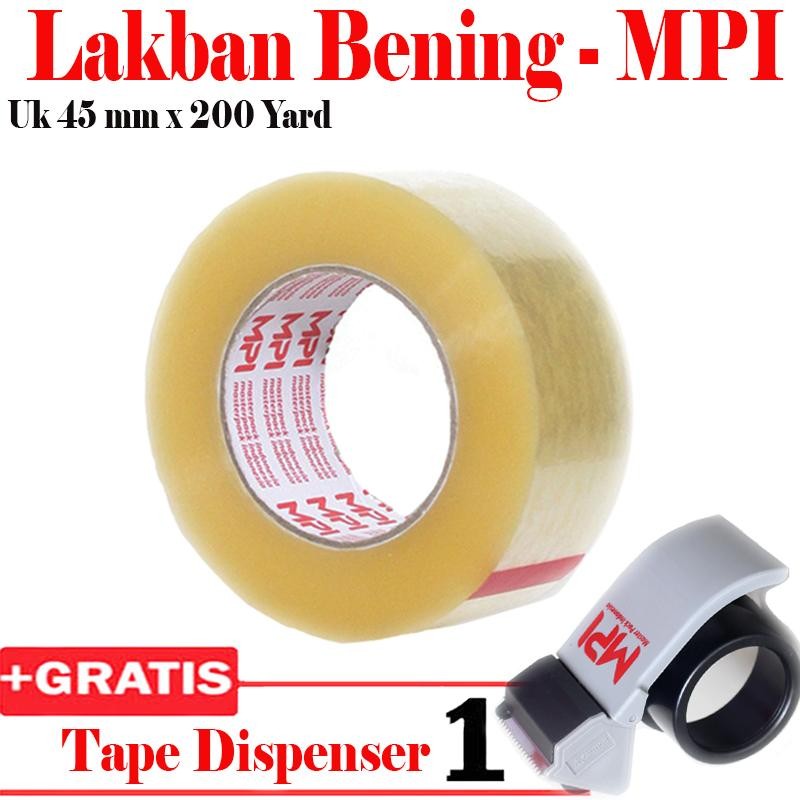 

Lakban Bening Uk 45 mm x 200 Yard + Tae Dispenser -MPI