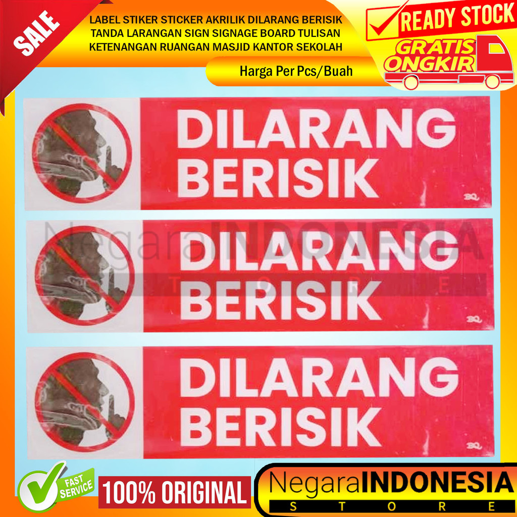 

BoyQo Sticker Akrilik Dilarang Berisik Label Stiker Tanda Larangan Sign Signage Board Tulisan Tulis Ketenangan Ruangan Masjid Kantor Sekolah Acrylik Acrylic Akrilic Tempel Kaca Dinding Dapur Papan Peringatan Warning