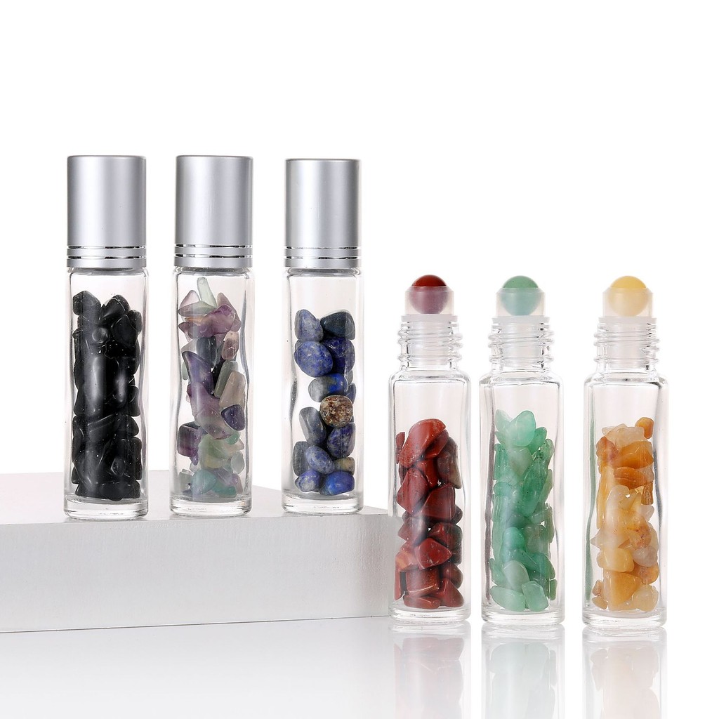 Botol GEMSTONE Kaca Roll On 10ml Bottle Batu Crystal / botol Gemstone roll on batu giok / kristal - 
