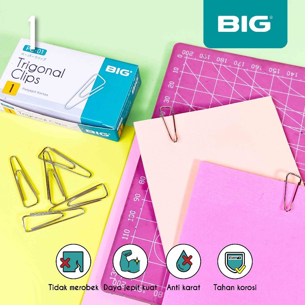 

BIG Klip Kertas Penjepit Kertas Paper Clip 01 Trigonal Clip 60 pcs/box untuk kebutuhan kantor PC-01