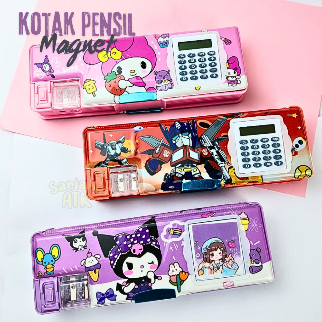

Tempat Pensil / Kotak Pensil Magnet / Pencil Case Funcy Kalkulator Raut Karakter