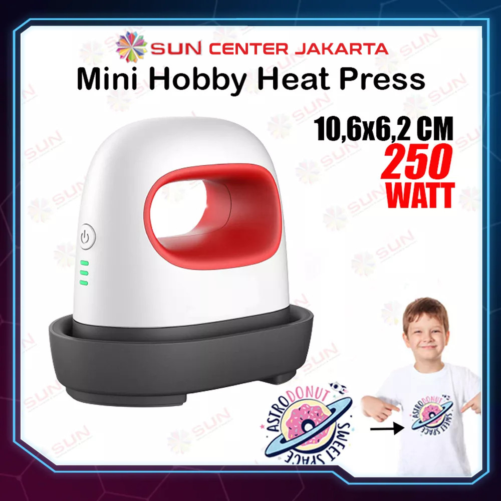 Mesin Sablon Mini Hobby Heat Press (Sablon Press Lengan, Saku Baju, Topi, Sepatu)