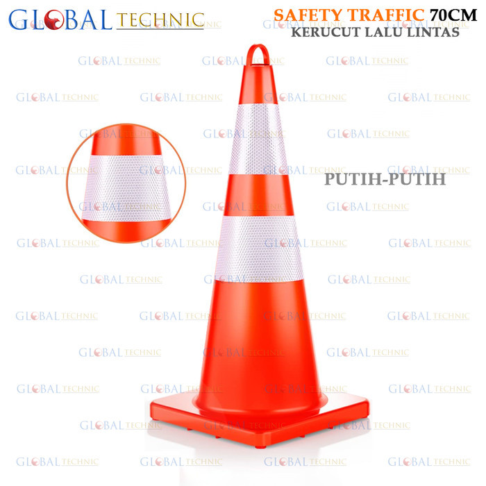 

Traffic cone 70cm / Kerucut Lalu Linta 70cm Bahan Rubber - Putih-Putih