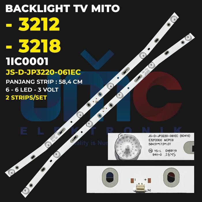 C T99 BACKLIGHT TV LED 32 INC MITO 3212 3218 6K 6V LAMPU BL 6 MATA 6 VOLT Lcd