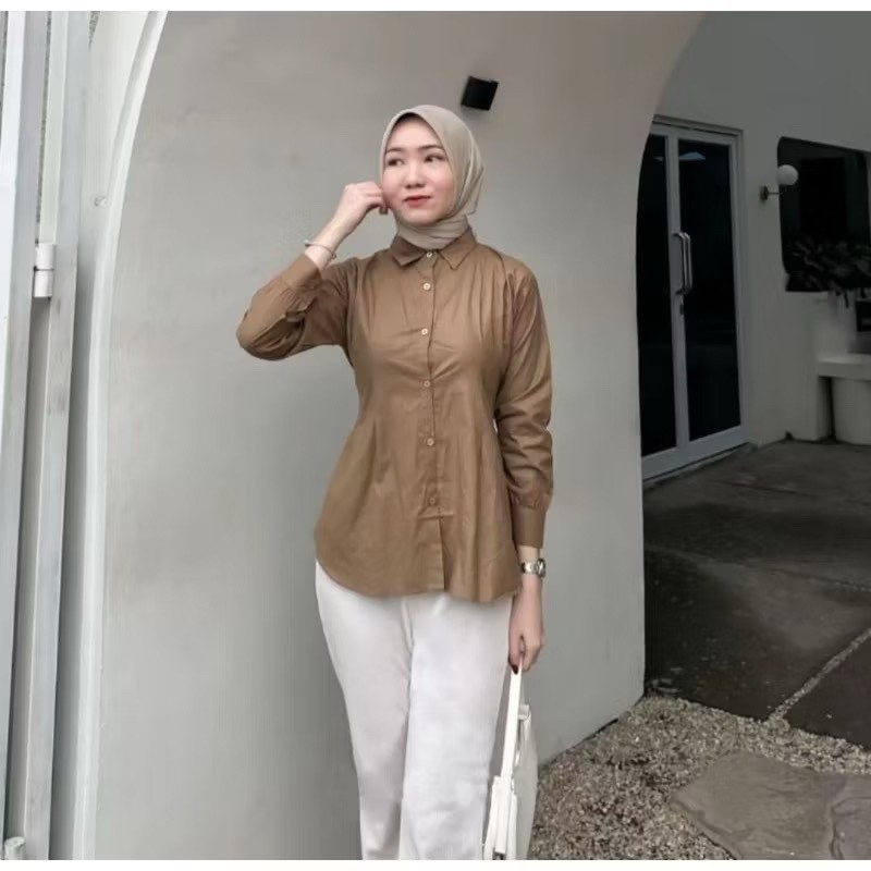 KIELO - ZJD KEMEJA DAREN TOP PRESS POLOS DENGAN KANCING / Kemeja MAYA Press Body Kekinian / ATASAN L