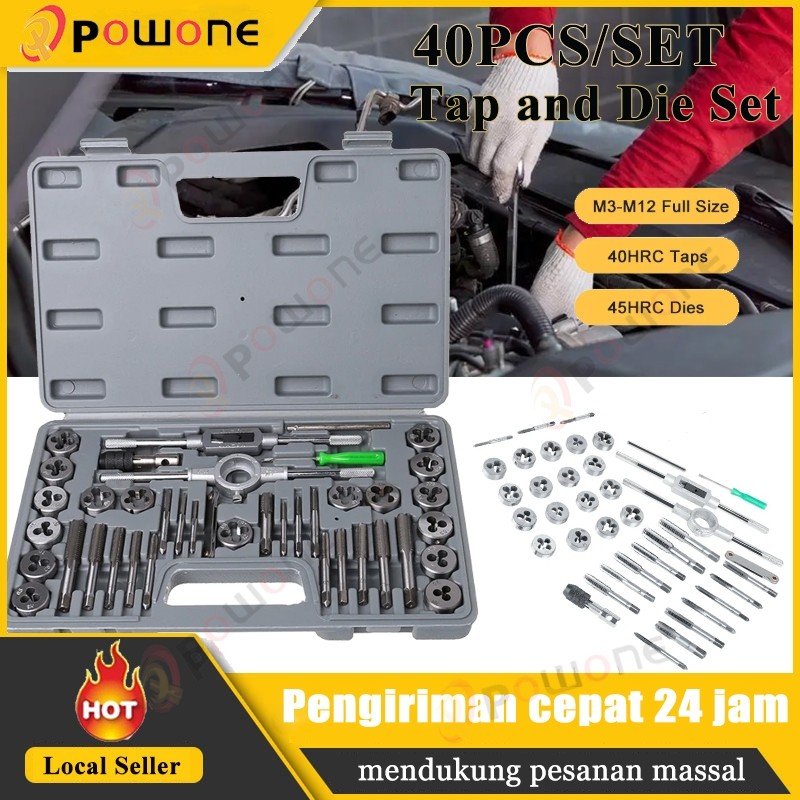 40 Pcs Metric Tap Die Set Alat Ulir Tangan Tungsten Carbide Screw Thread Bit Tap Die Set 40pcs Alat 