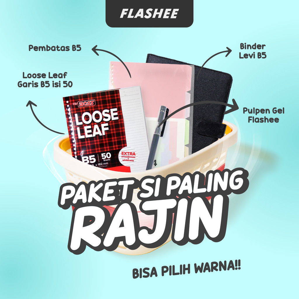 

Flashee Paket Binder B5 Ring 26 Set 4in1 Sudah Termasuk Kertas Untuk Sekolah Dan Kuliah