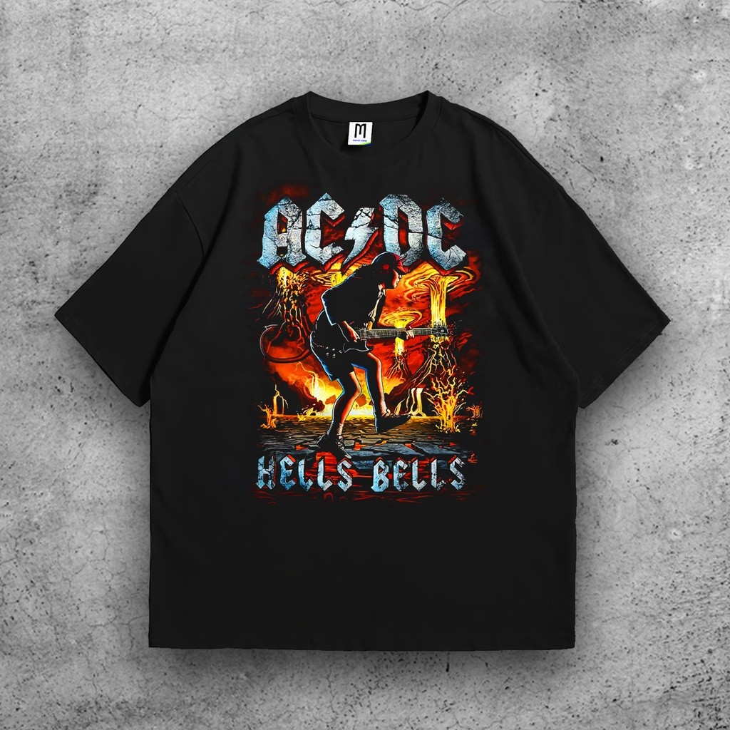 ORIGINAL ACDC BRAND OVERSIZE TSHIRT BLACK 24S COTTONS KAOS