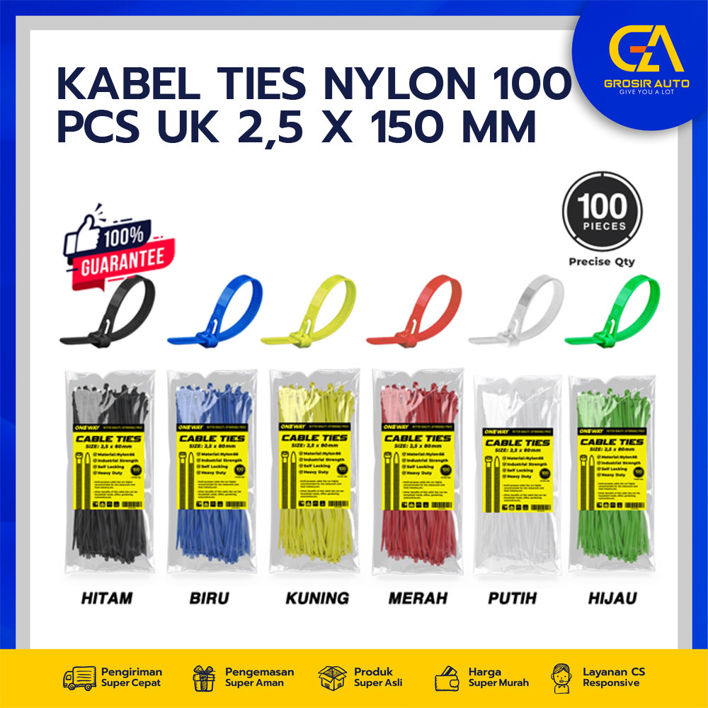 

Kabel Ties 2,5 x 150 mm isi 100 pcs Nylon Cable Tie Pengikat Strap Kuat Serbaguna TOP