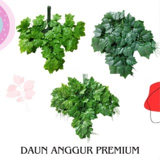 DAUN ANGGUR PREMIUM ARTIFICIAL PLASTIK HIJAU PUTIH GOLD 1 Lusin 12 Batang Dekorasi Wedding
