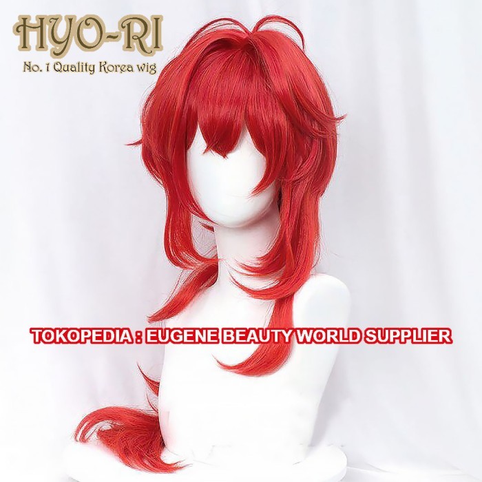 READY STOK STYLED - WIG COSPLAY ANIME GAME DILUC GENSHIN IMPACT