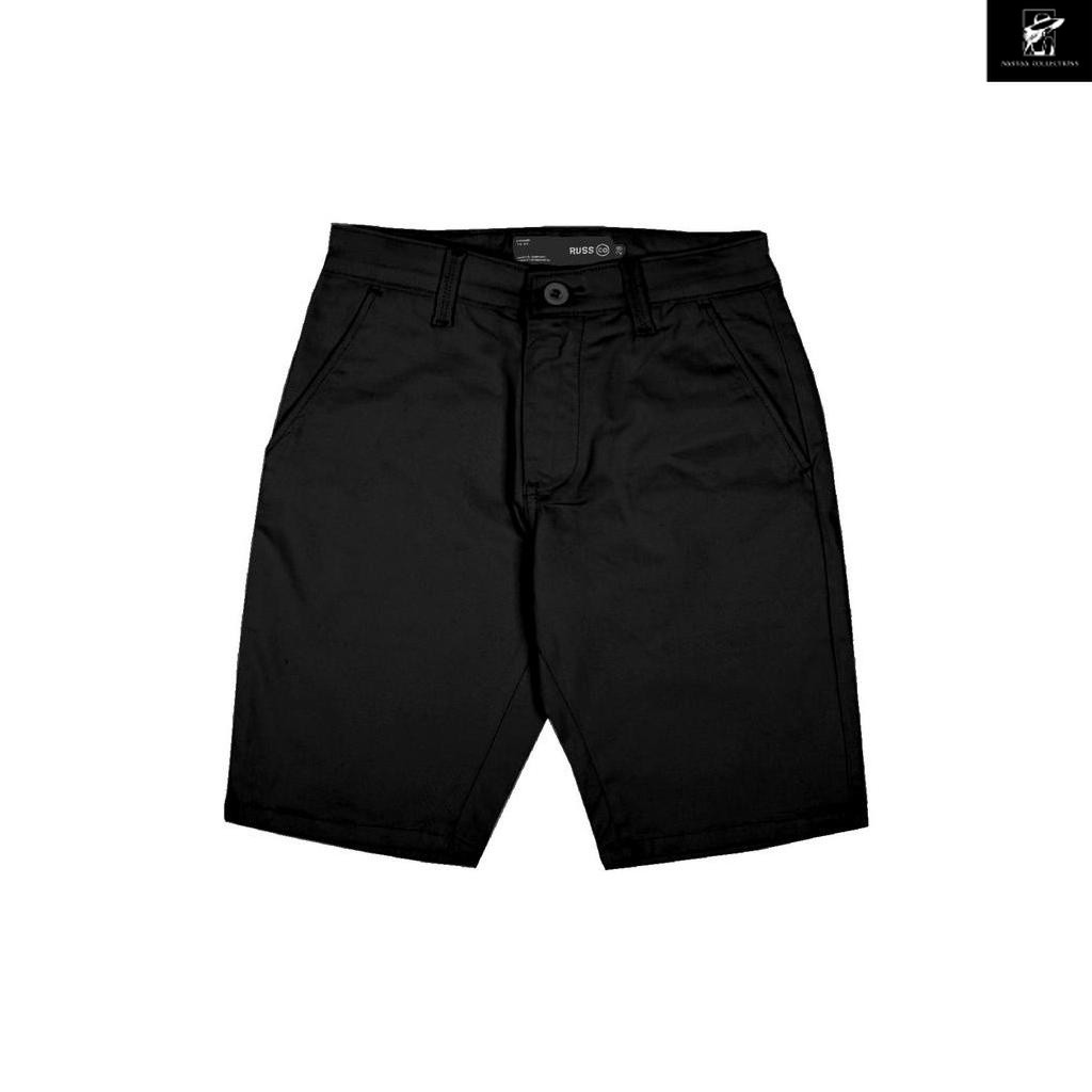 Russ Pants Celana Chino Pendek Pria Suspect Black ( Up To Big Size )