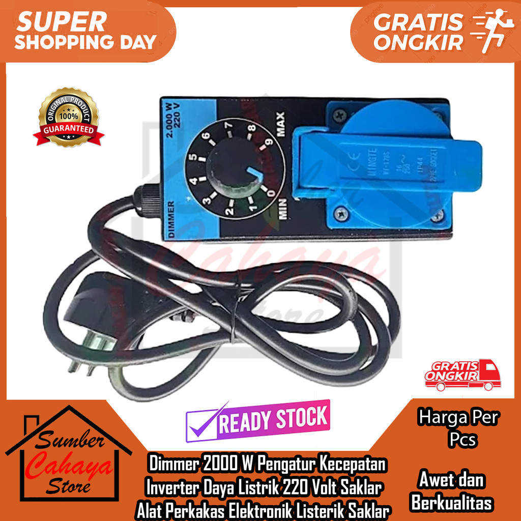 Dimmer 2000 Watt Pengatur Kecepatan Inverter Daya Listrik 220 Volt Voltase Alat Perkakas Elektronik 