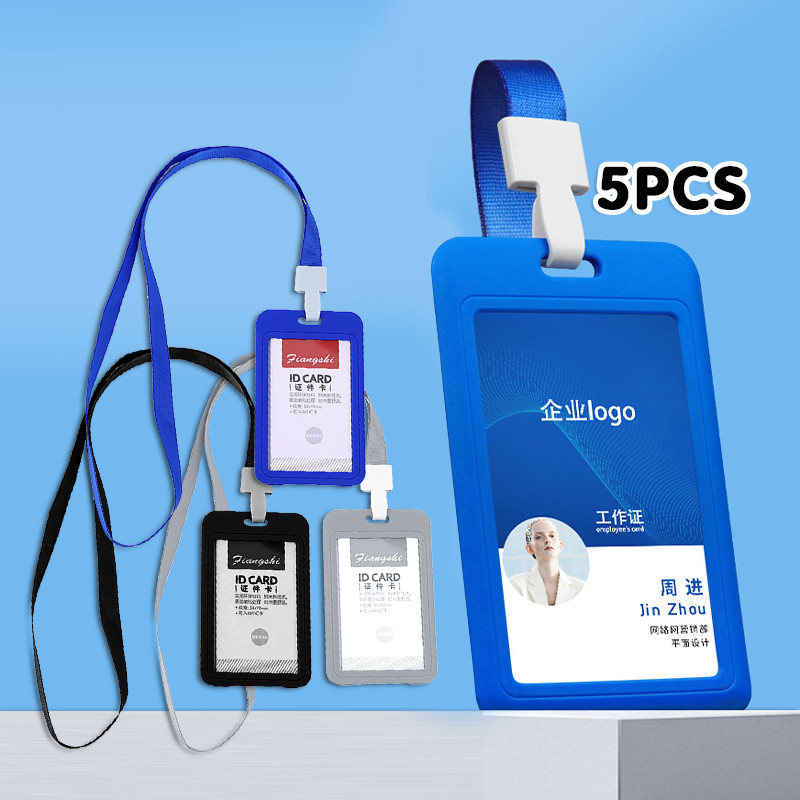 

5pcs Tempat ID Card / Dual Side Transparan ID Card Holder Lanyard Portrait 11*7cm