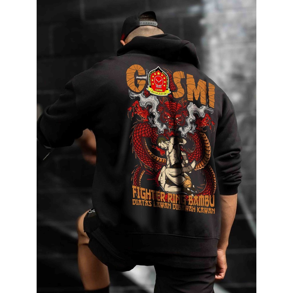 HOODIE PAGAR NUSA GASMI Fighter Terbaru - Sablon Premium Distro Kaos Pencak Dor - Free STiker